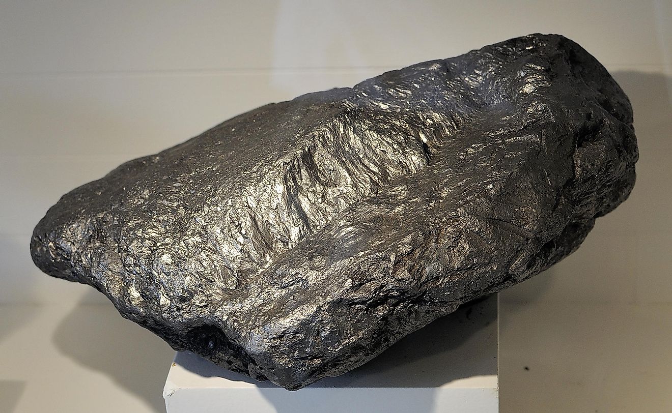 A graphite crystal at an exhibit in the Harvard Museum of Natural History