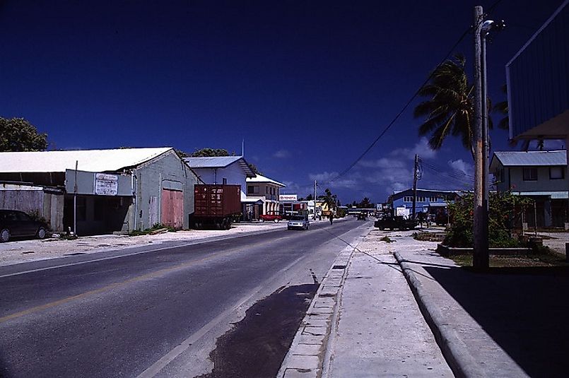 Dowtown Majuro on the atoll of the same name is the capital and largest city of the Marshall Islands.