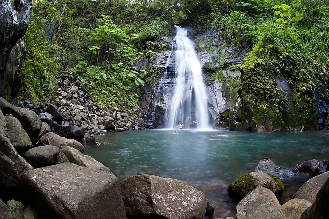 A waterfall on Cocos Island. 