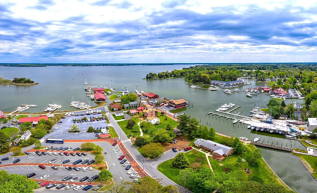 Aerial view of St. Michaels, Maryland.