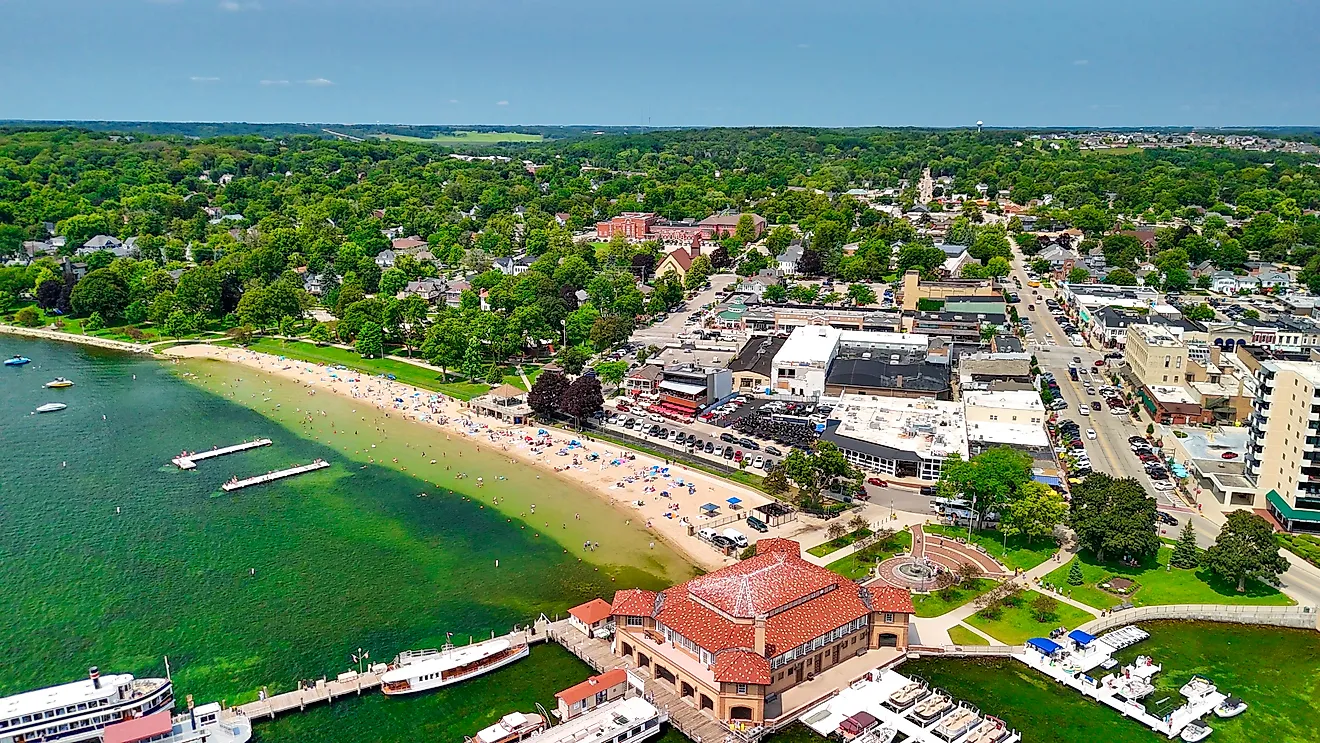 Aerial view of Lake Geneva, Wisconsin