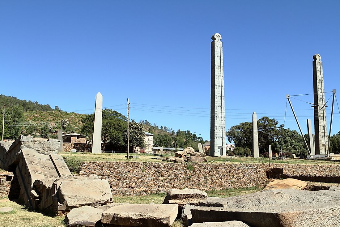 Ancient stelae are seen here in Aksum, Ethiopia, one of the country's World Heritage Sites. 