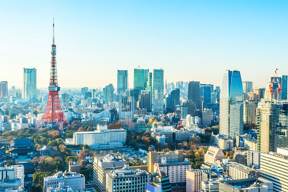 The financial center of Tokyo in Japan.