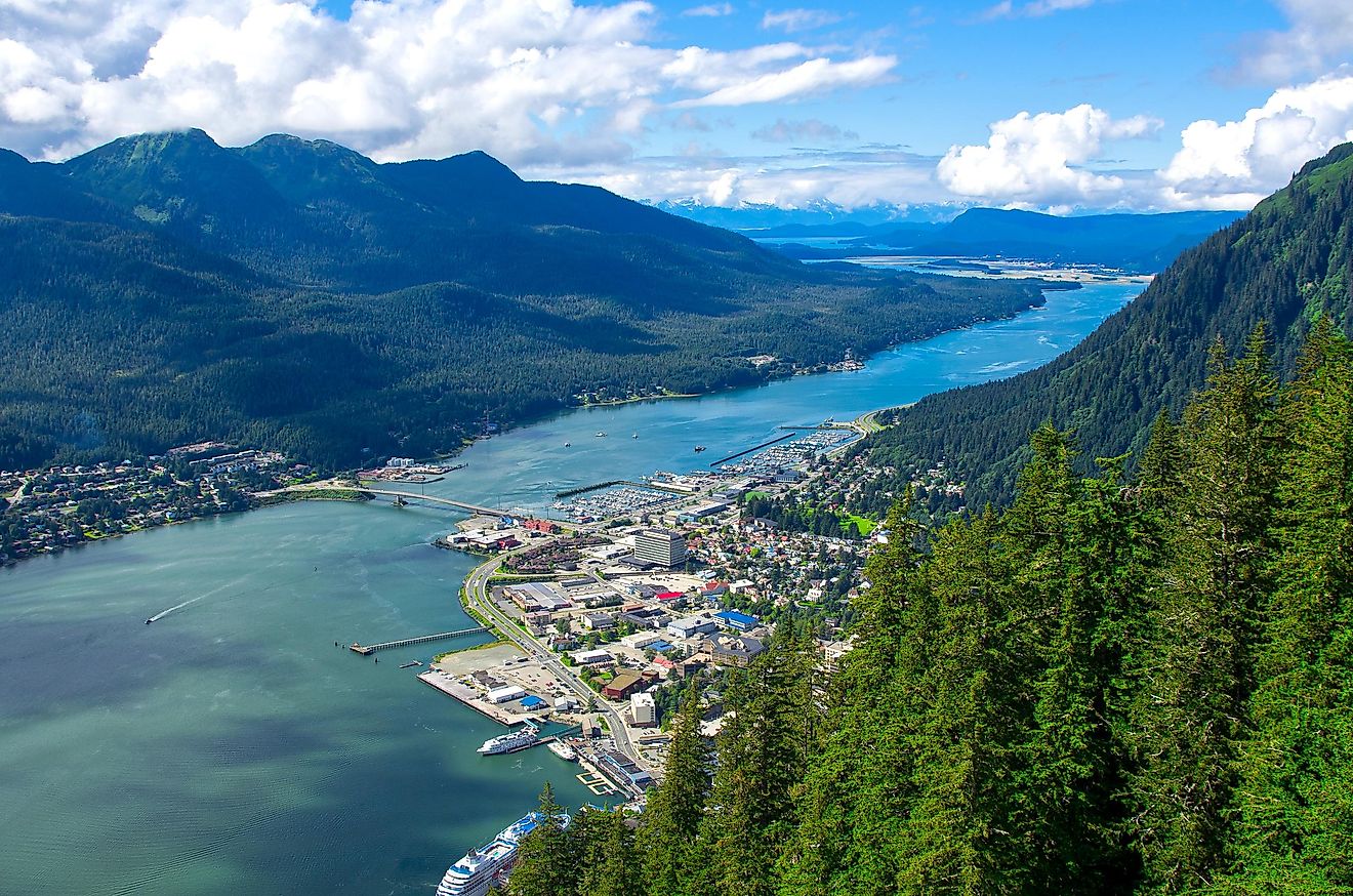 Aerial view of Juneau, the capital of Alaska.