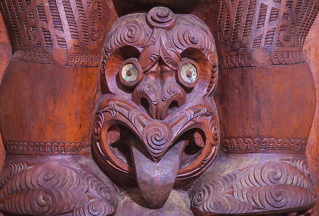 A Maori carving in New Zealand. 