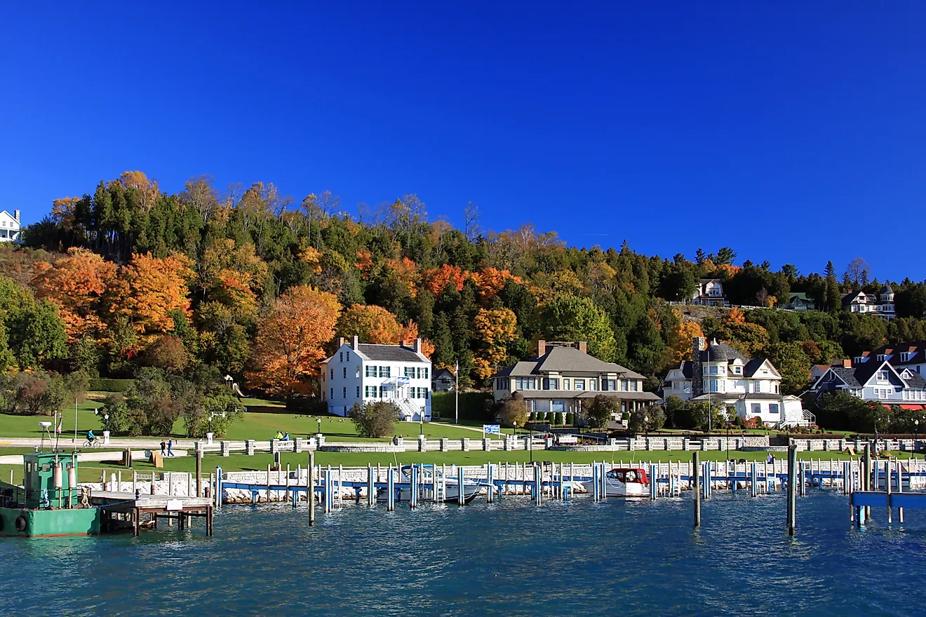 Fall colors in Mackinac Island, Michigan.