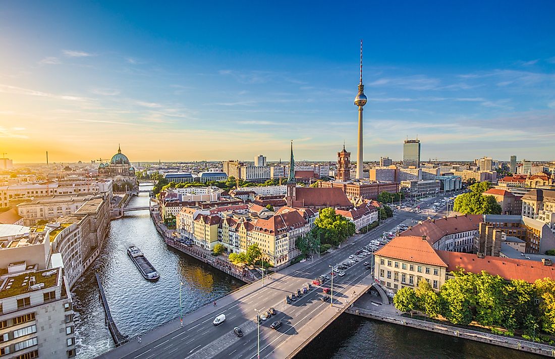 An aerial view of Berlin, the capital city of Germany. 
