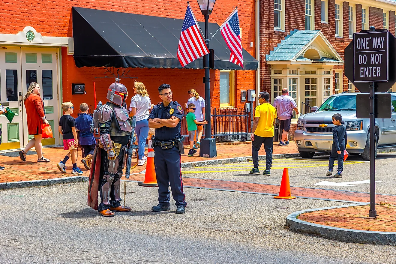An outdoor event with people dressed as fictional characters in Jonesborough, Tennessee. Image credit: Dee Browning / Shutterstock.com.