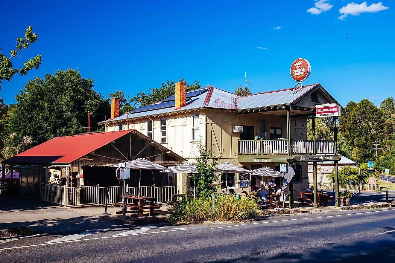 The historic gold mining town of Yackandandah on a warm summers evening in rural country Victoria, Australia