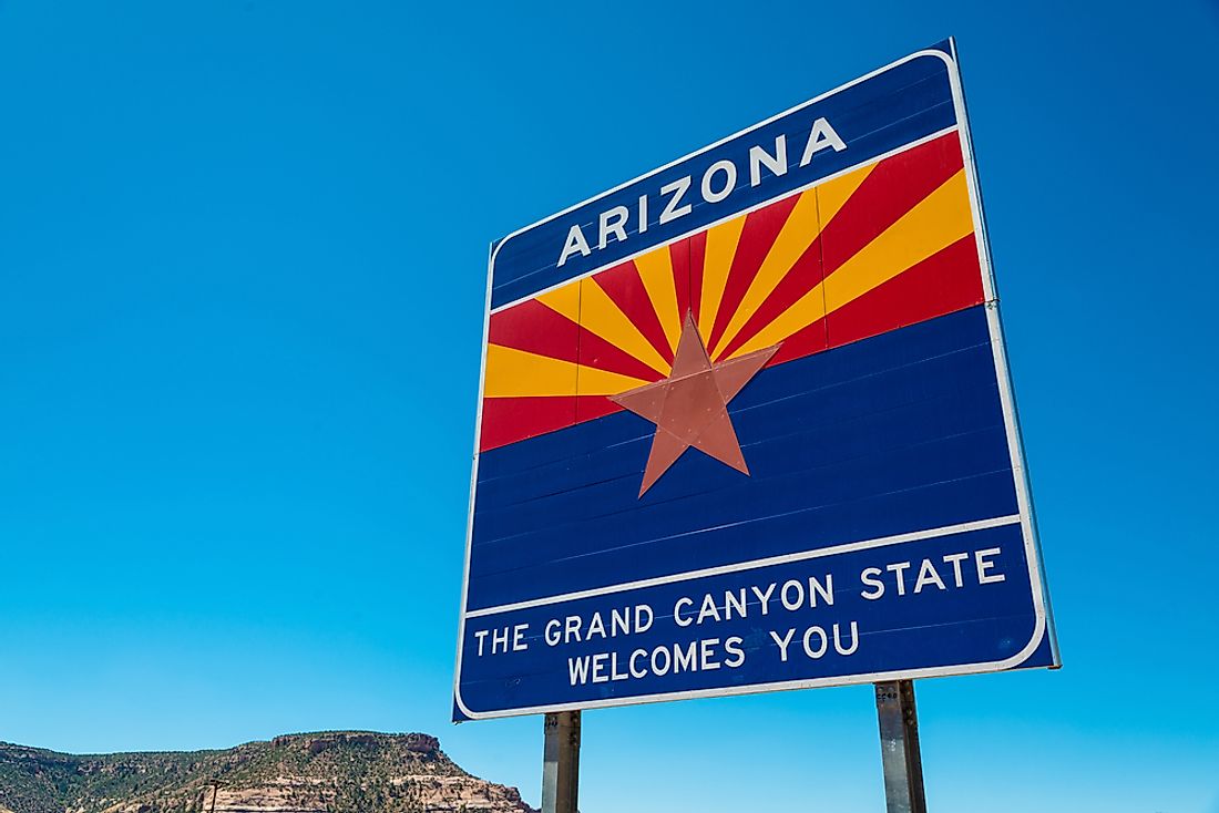"Welcome to Arizona" sign. 