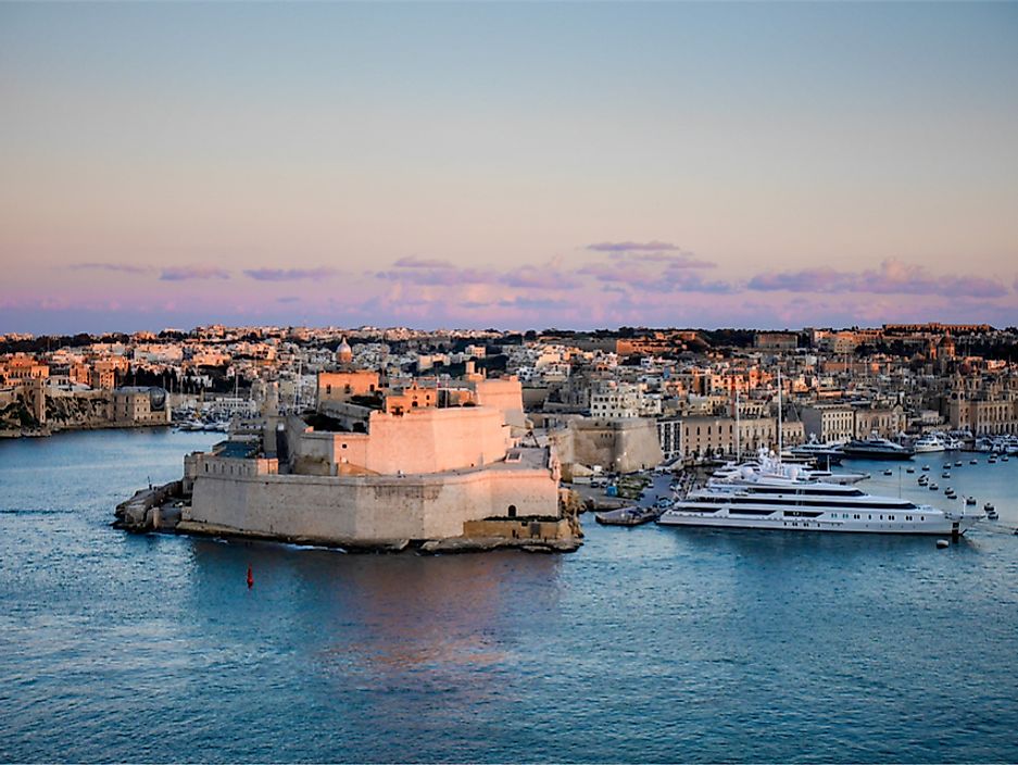 The Three Cities in Malta at sunset.