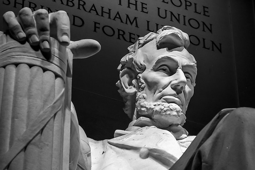 The statue of Abraham Lincoln in the Lincoln Memorial.