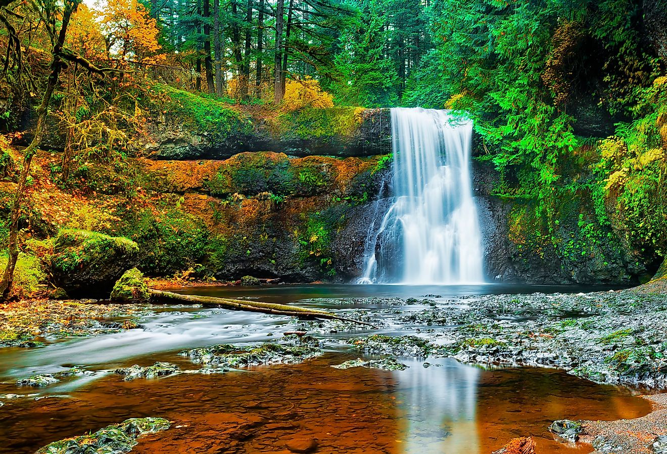 Upper North Falls in Silver Falls State Park near Silverton, Oregon.