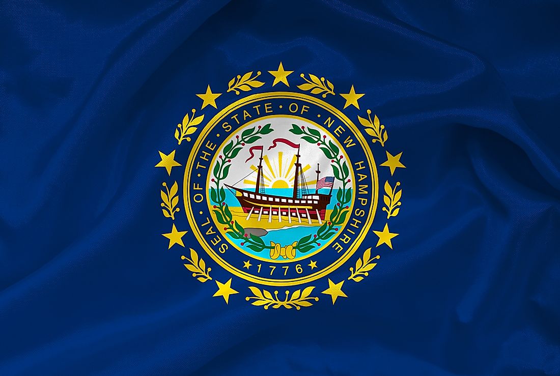 The flag of the state of New Hampshire features the state seal. 