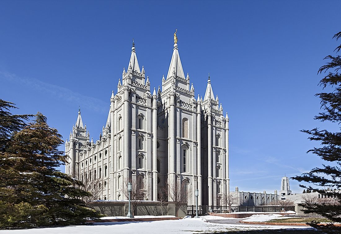 The Mormon Temple in Salt Lake City, Utah. 