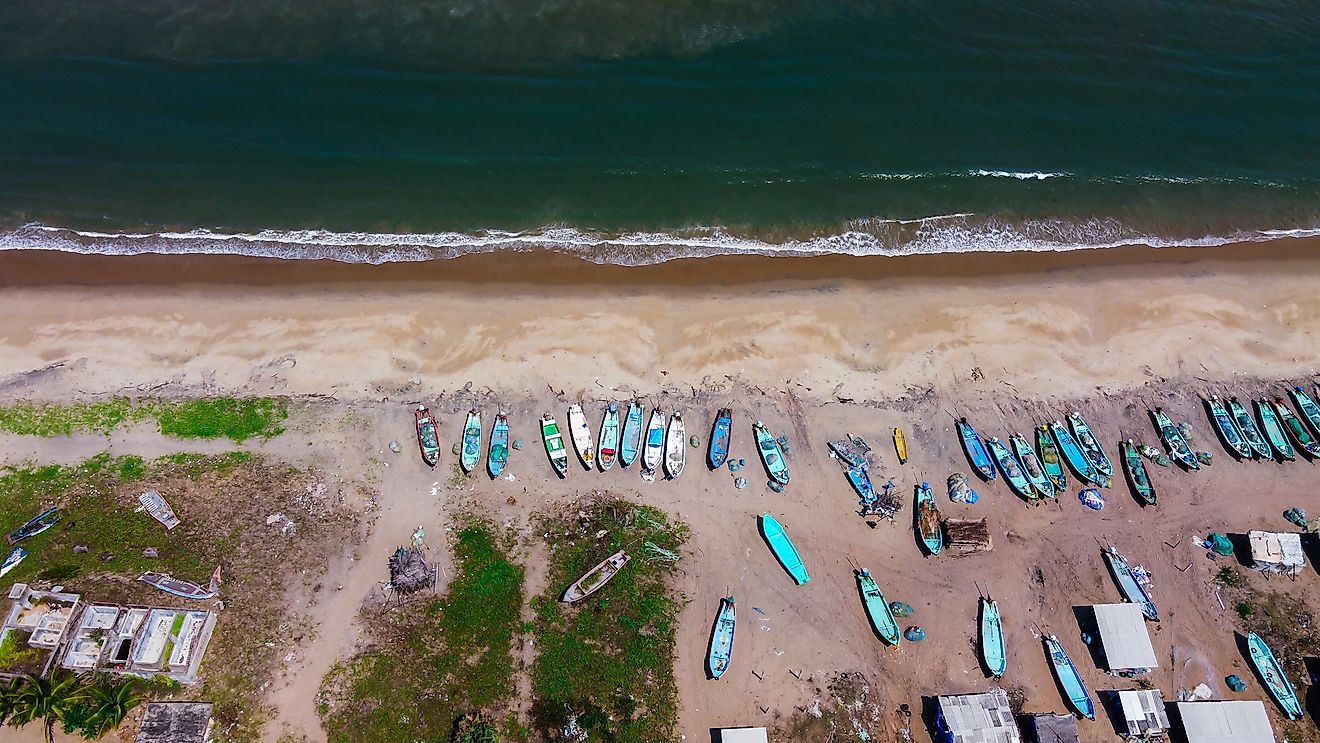 Fisherman Boats at Pillayarkuppam Big Beach, Pondicherry