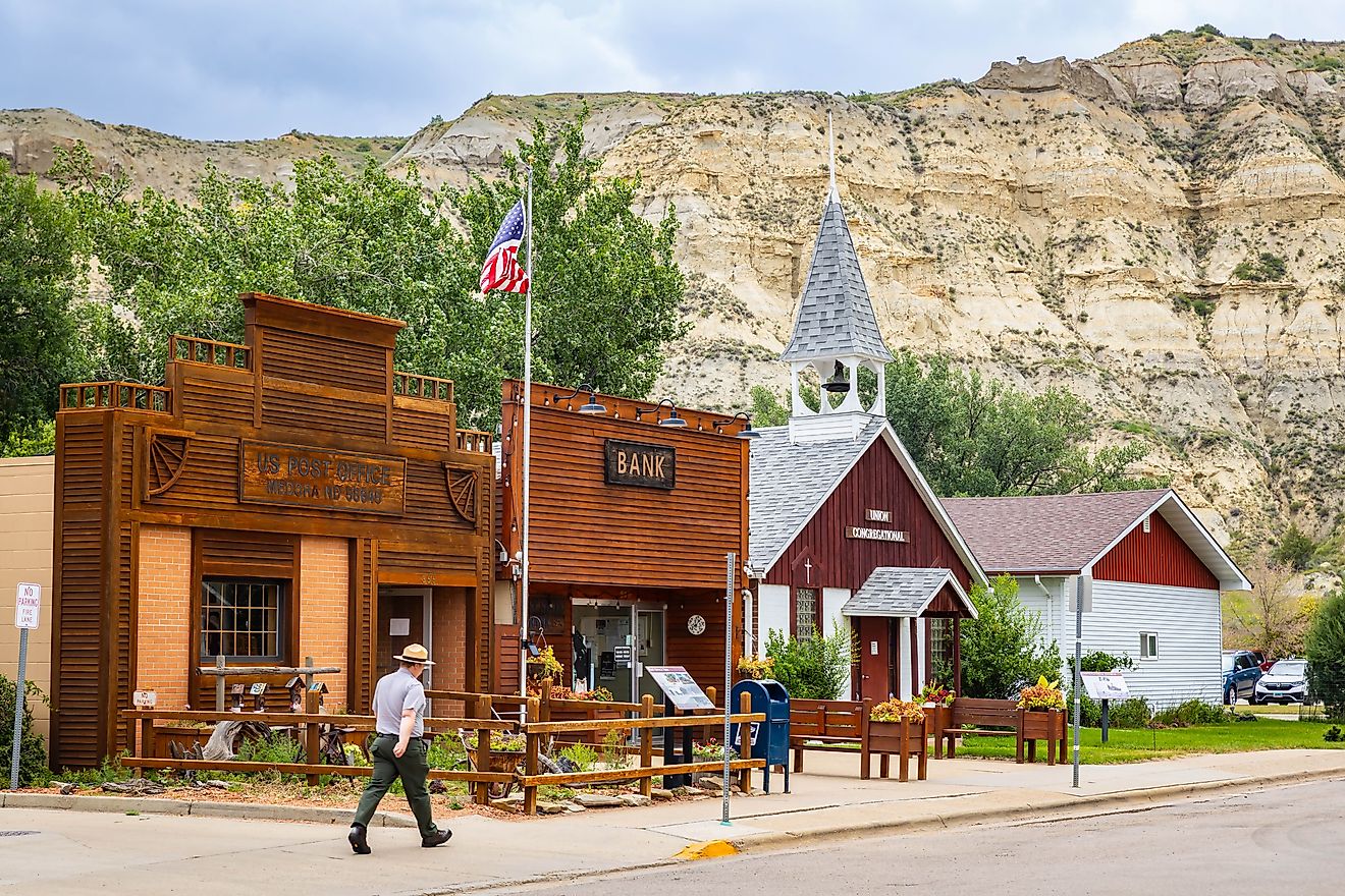 Historic buildings along Main Street in Medora, North Dakota. Image by Photo Spirit via Shutterstock.