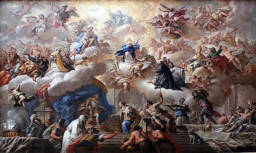 The Triumph of the Immaculate by Paolo de Matteis, a painting produced during the Baroque Art Movement