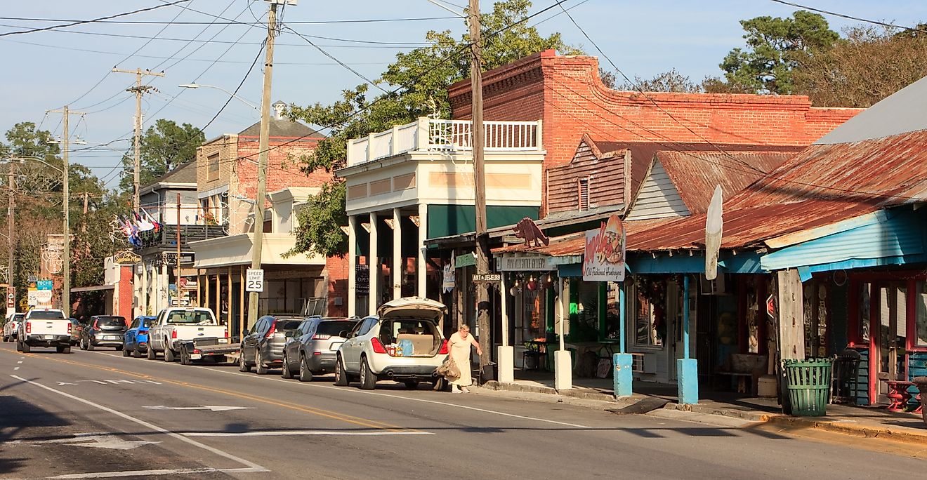East Bridge Street in downtown Breaux Bridge, Louisiana. Editorial credit: danf0505 / Shutterstock.com.