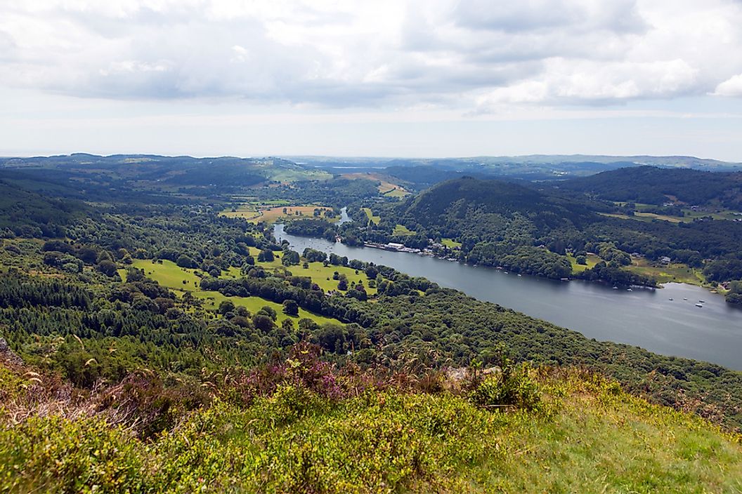 Windermere is a ribbon lake in England's Lake District National Park.