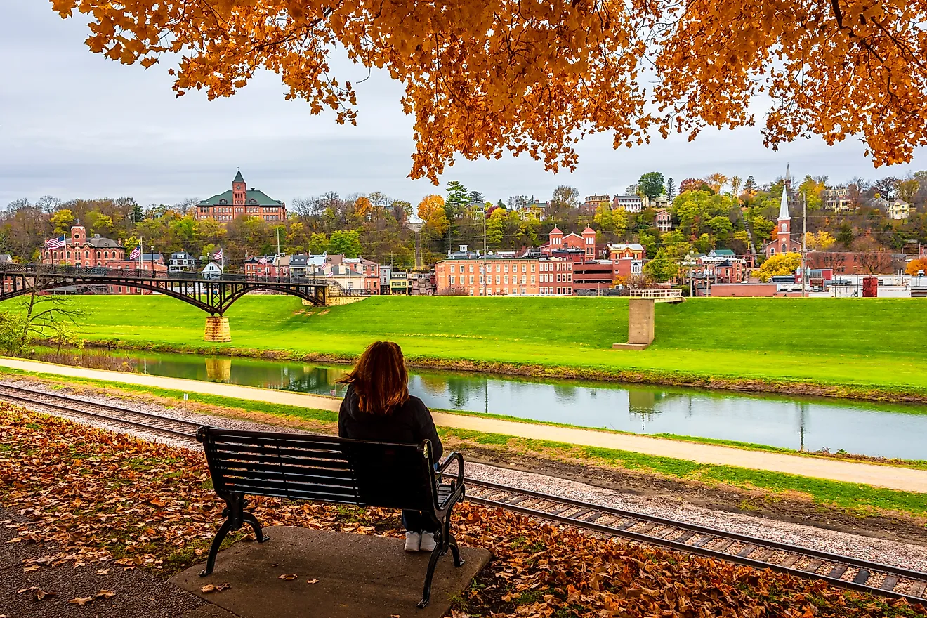 View of the river in Galena, Illinois.