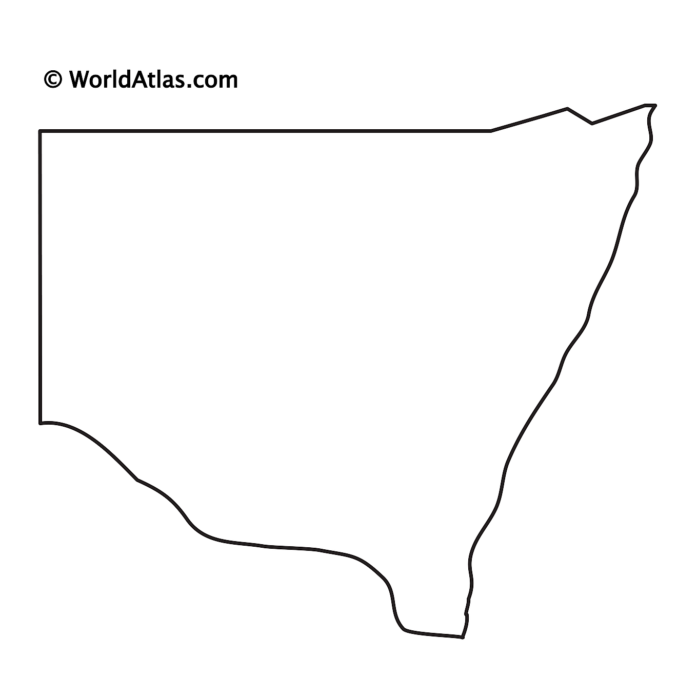 Blank Outline Map of New South Wales