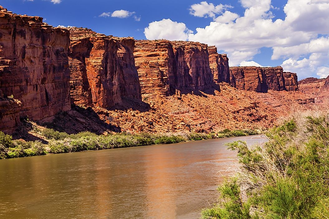 The Colorado River runs through Arches National Park near Moab, Utah.