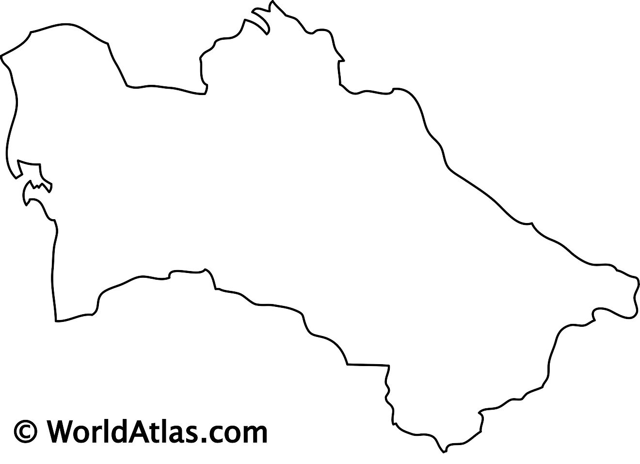 Mapa de contorno en blanco de Turkmenistán