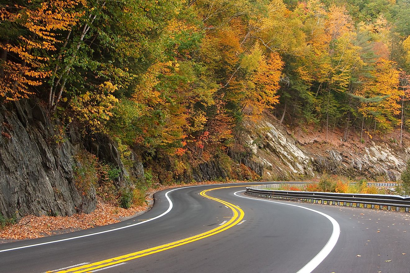 The Mohawk Trail Scenic Byway in Massachusetts in the fall.