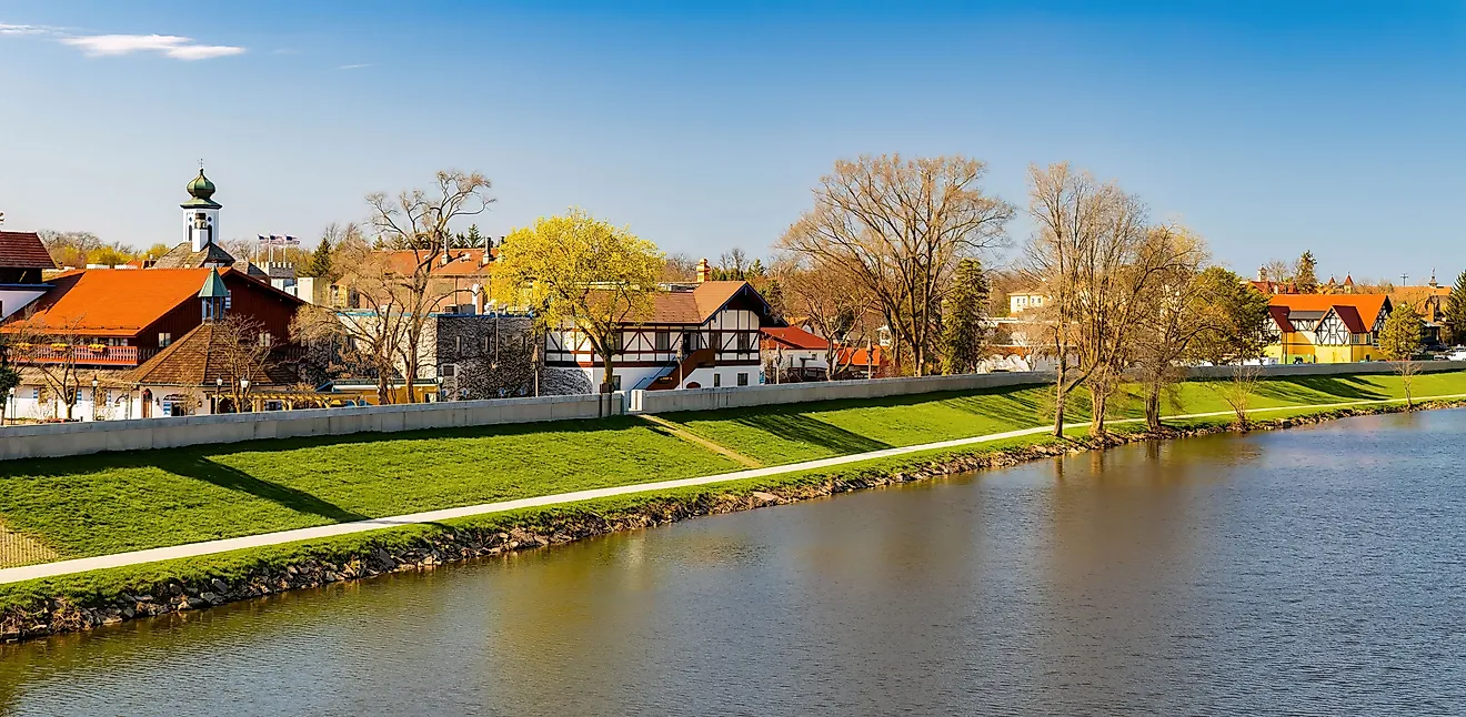 Riverfront view of Frankenmuth in Michigan