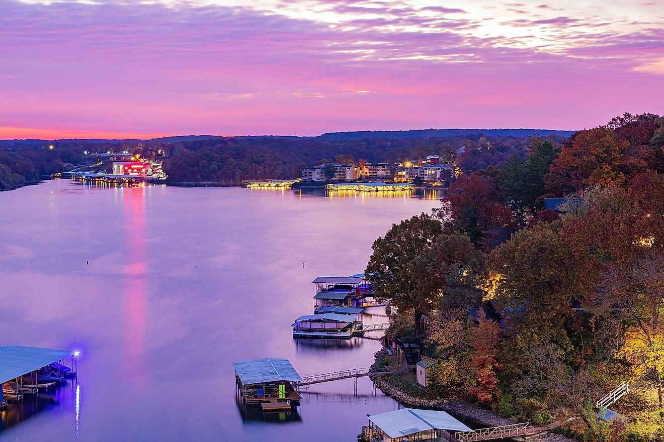 Lake Ozark, Missouri: Sunrise high angle view.