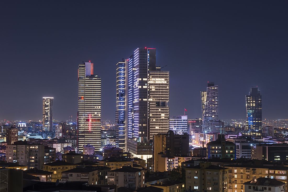 A night view of the skyline of Istanbul. 