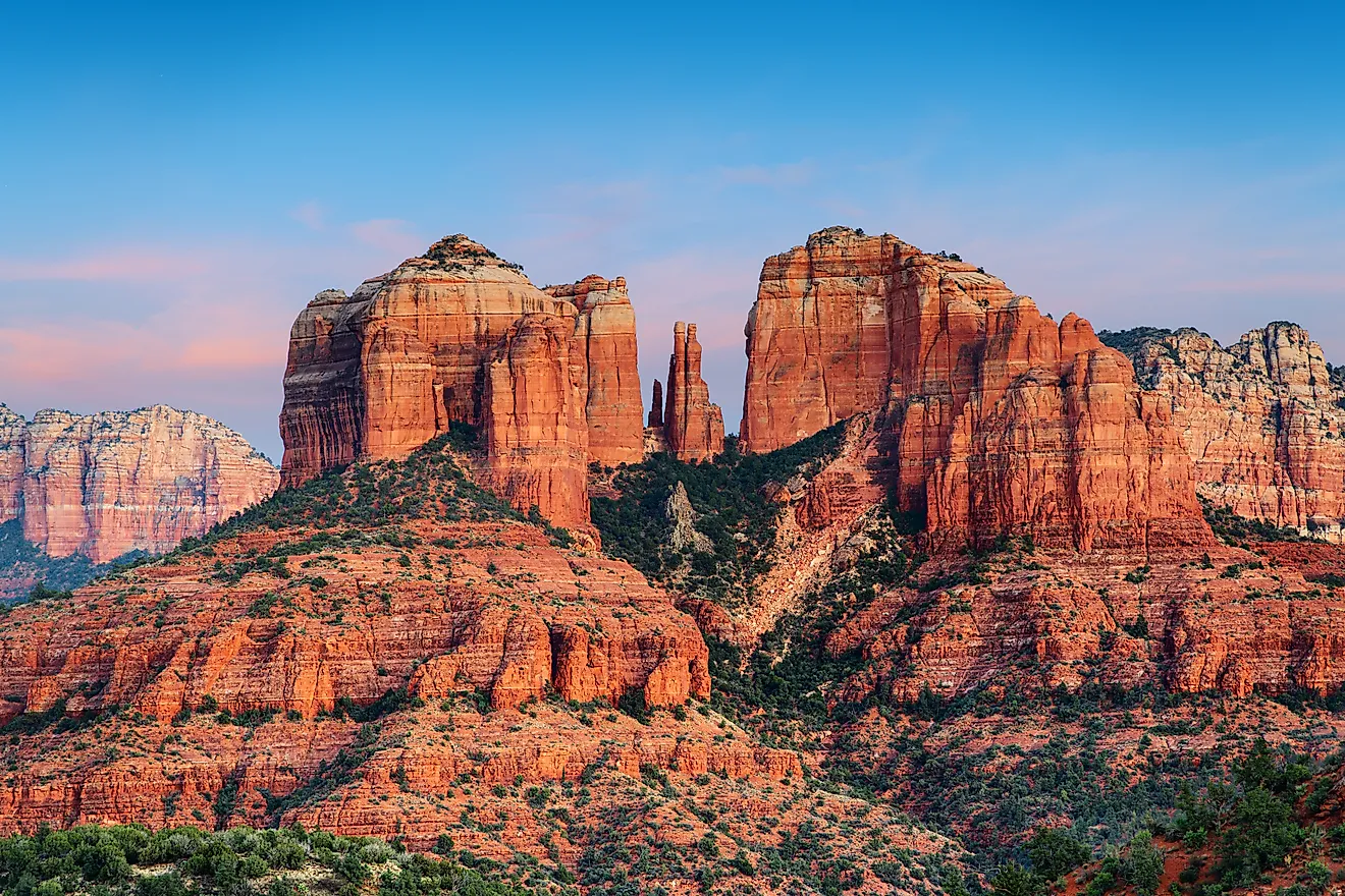 Sedona, Arizona, at Red Rock State Park at dusk.