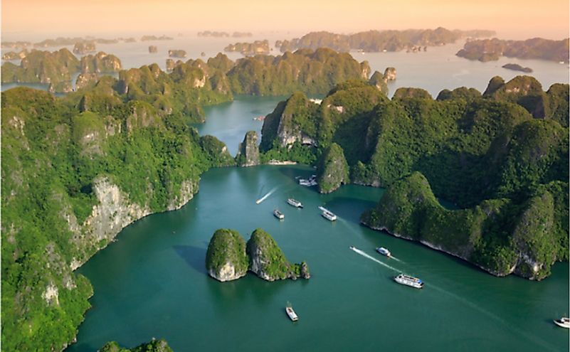 Halong Bay, Vietnam. UNESCO World Heritage Site in the Gulf of Tonkin