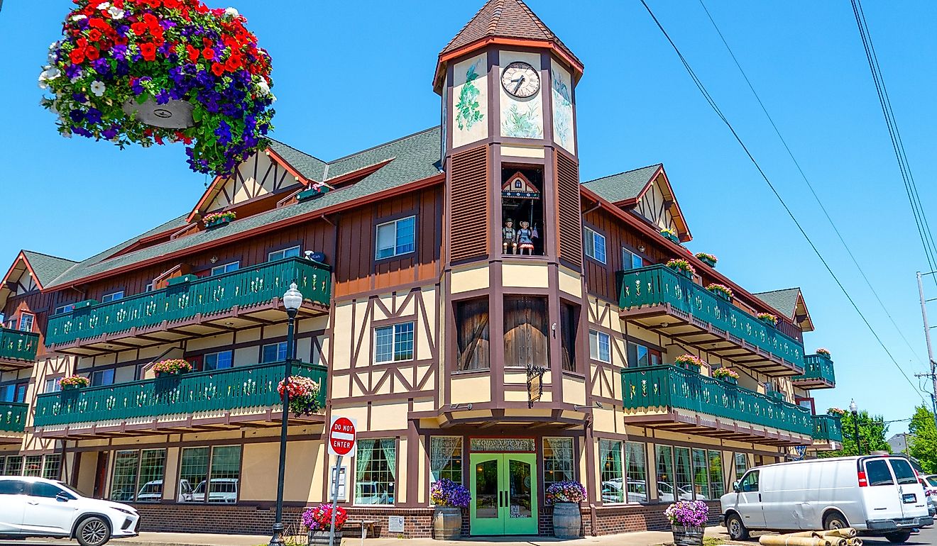 Downtown Mount Angel, Oregon. Image credit Leigh Trail via Shutterstock