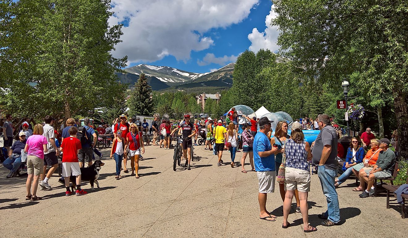 Tourists enjoying Breckenridge, Colorado, in the summertime.