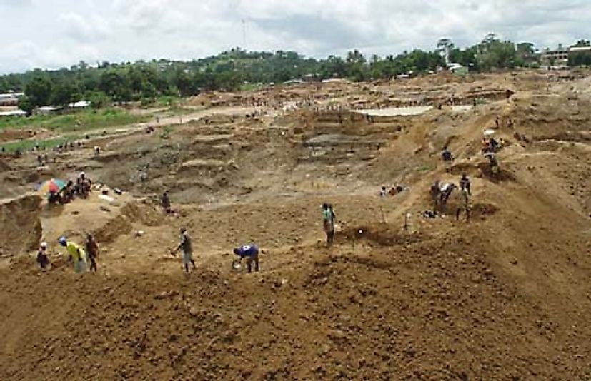 Diamond mining, such as shown here in the Kono District, is the source of Sierra Leone's most important export good.