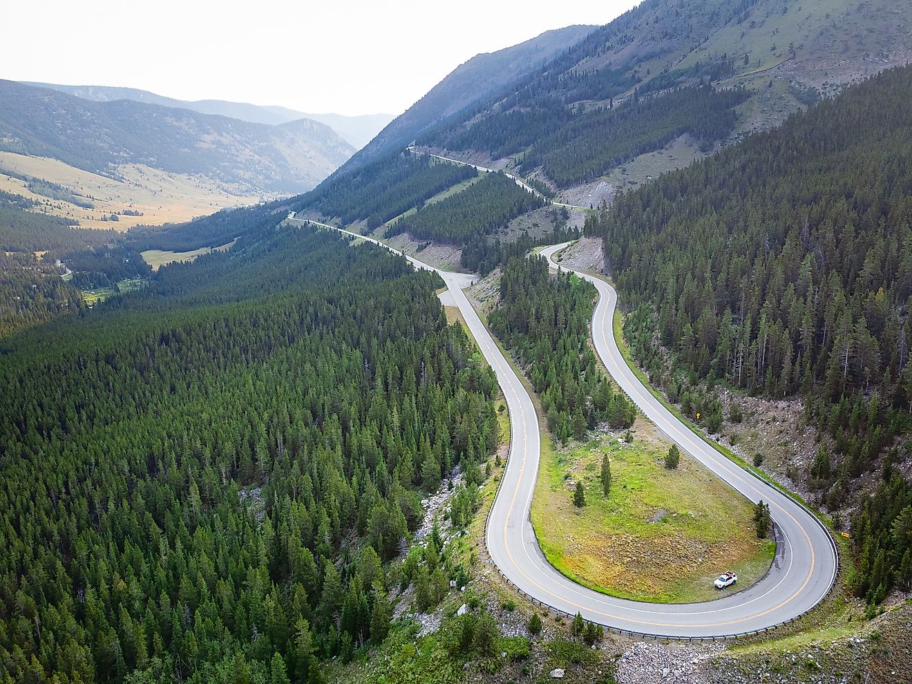 Hairpin turn along the Beartooth Highway that runs between Red Lodge, Montana, and Yellowstone National Park 