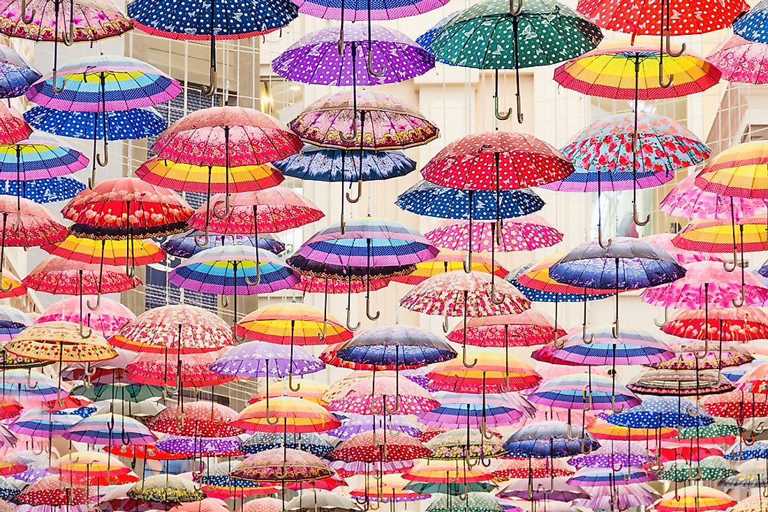 Umbrellas at the Mall of the World, Dubai. 