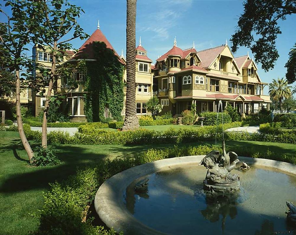 The Winchester Mystery House as seen from its exterior, with the real mystery lying within.
