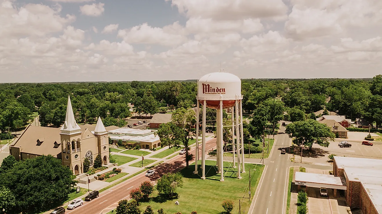 Aerial view of Minden, Louisiana.