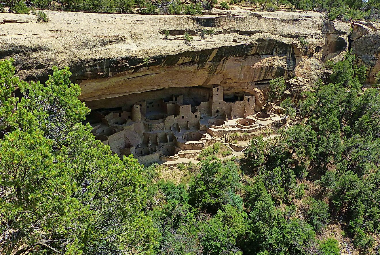 The Cliff Palace Pueblo indian ruins are snuggled under a cliff at Mesa Verde National Park in Colorado. Image credit Andrew Tuttle via Shutterstock