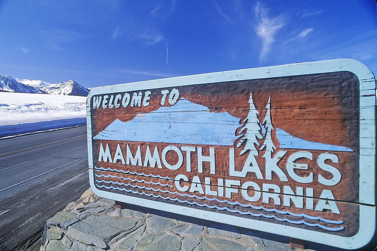 Welcome to Mammoth Lakes California sign. Editorial credit: Joseph Sohm / Shutterstock.com