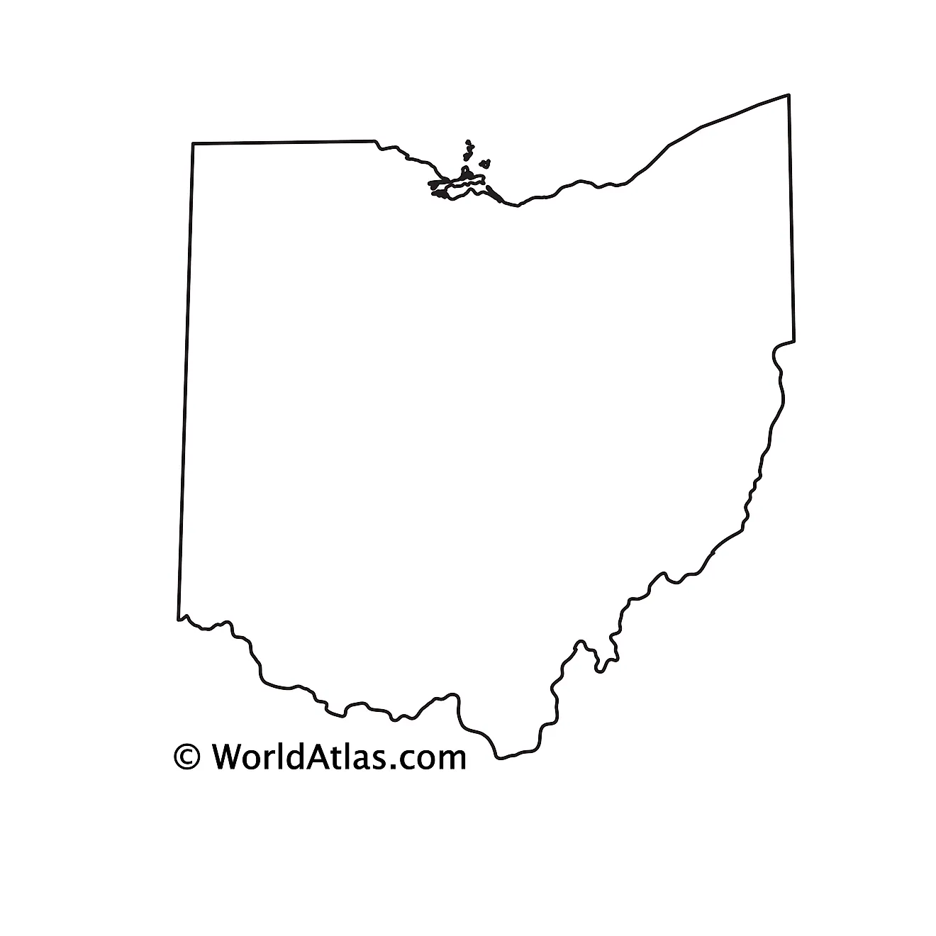 Mapa de contorno en blanco de Ohio