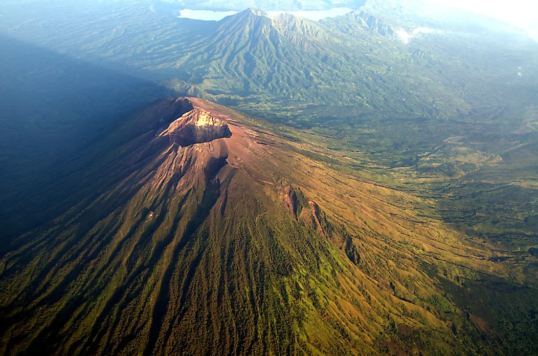 An aerial view of Mount Agung. 