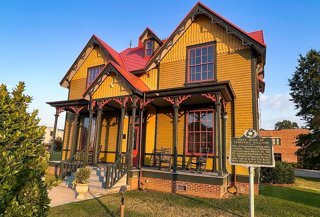 Birthplace of American playwright and screenwriter Tennessee Williams, in Columbus, Mississippi. Image credit Chad Robertson Media via Shutterstock