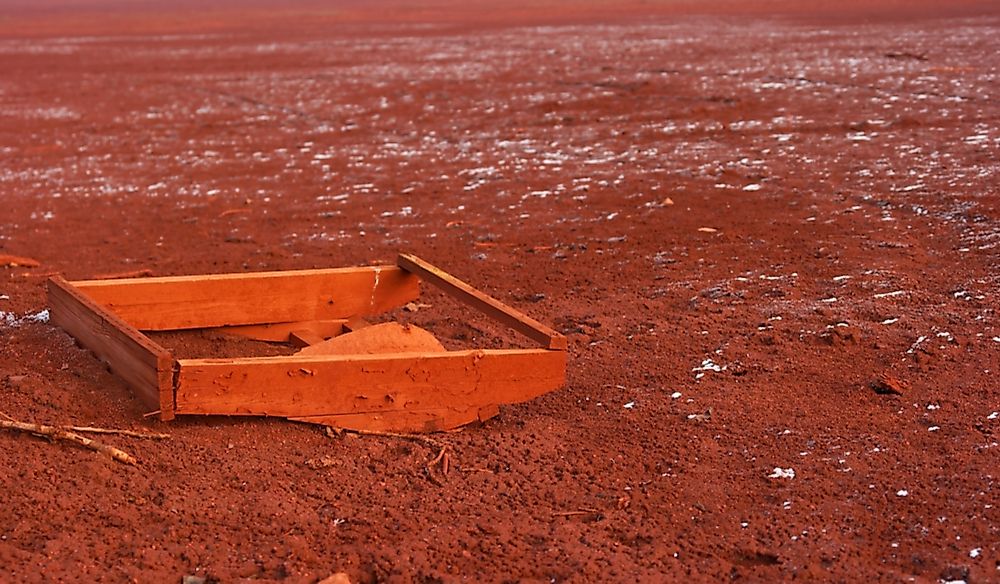 Area contaminated with bauxite tailings or red mud.