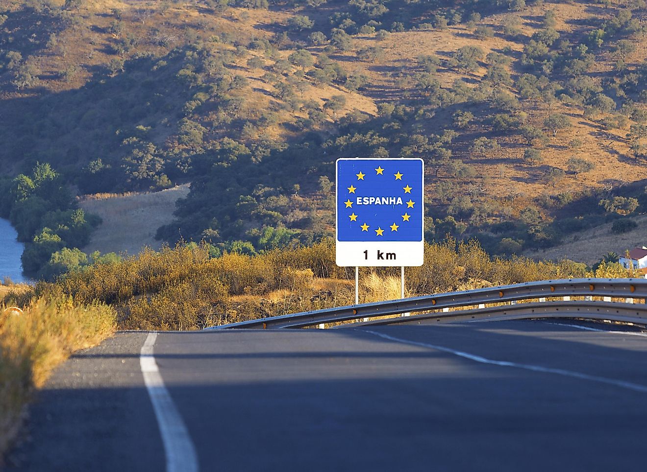 Road sign on the border, Spain