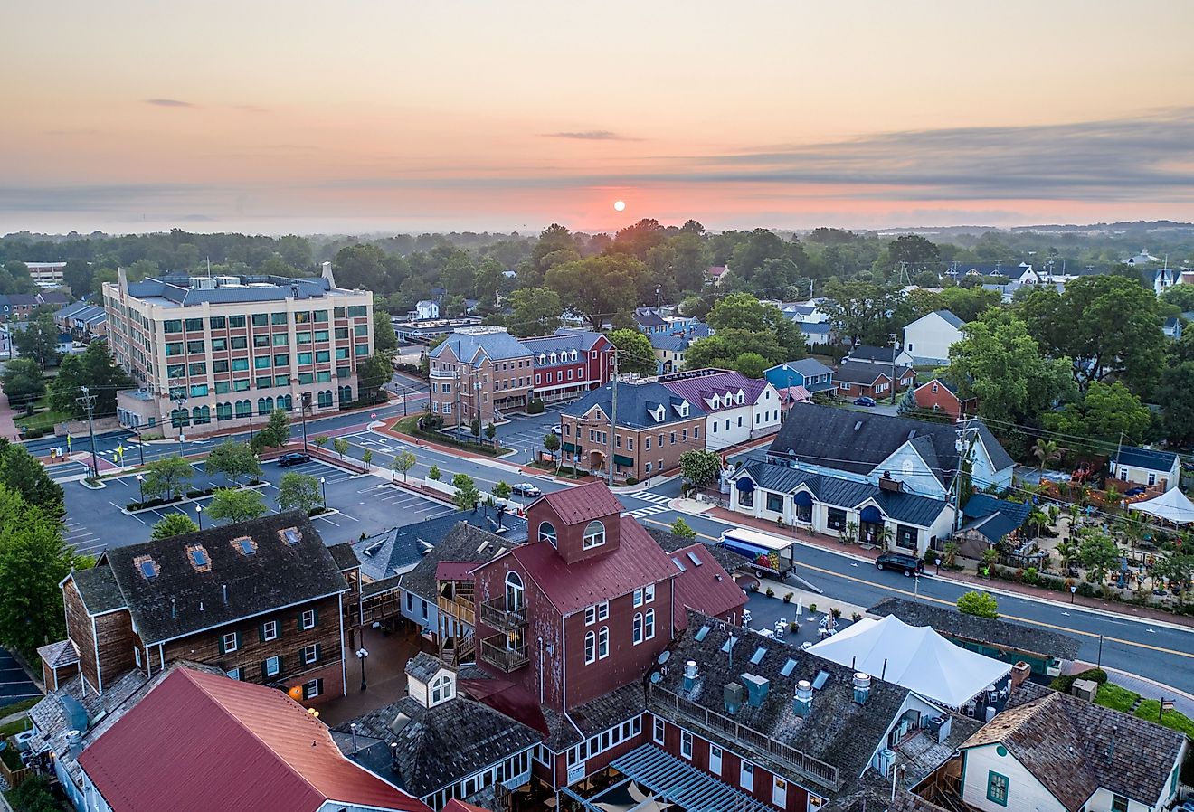 An aerial view of Market Station in Leesburg, Virginia.