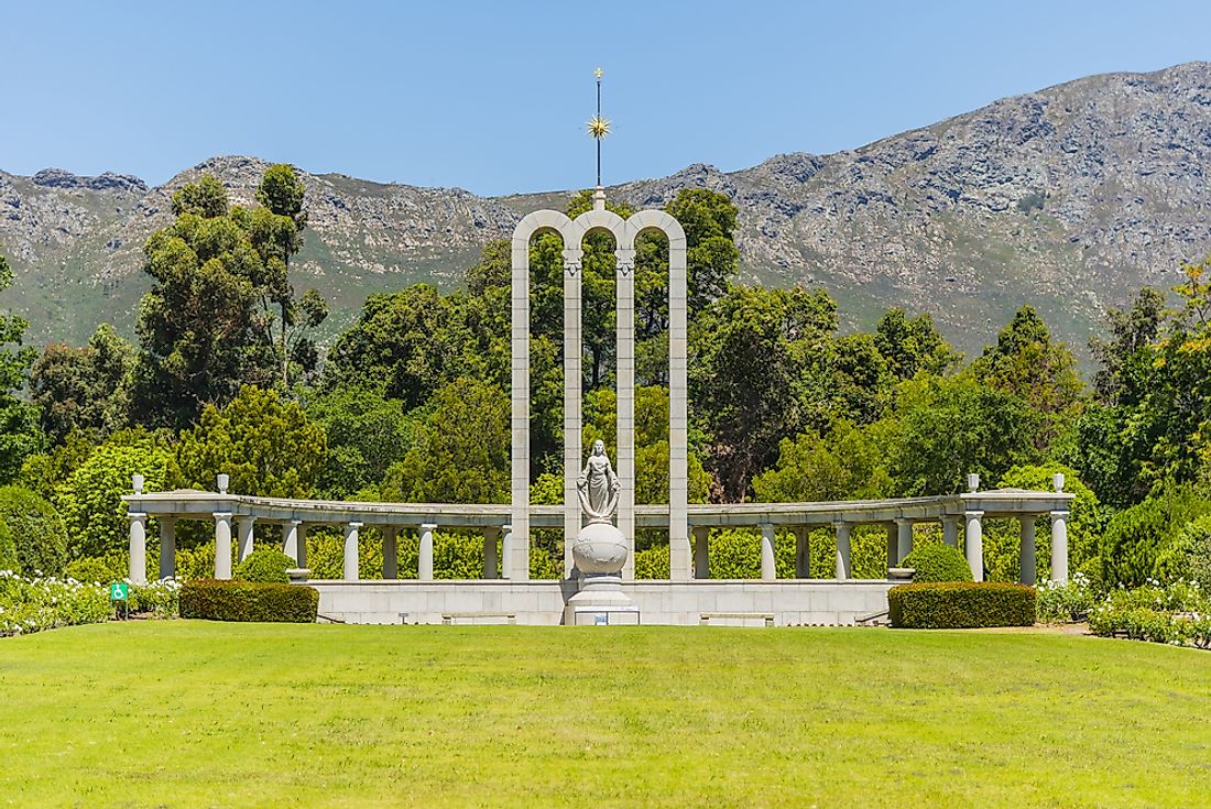 The French Huguenot Monument garden in Franschhoek, South Africa. 